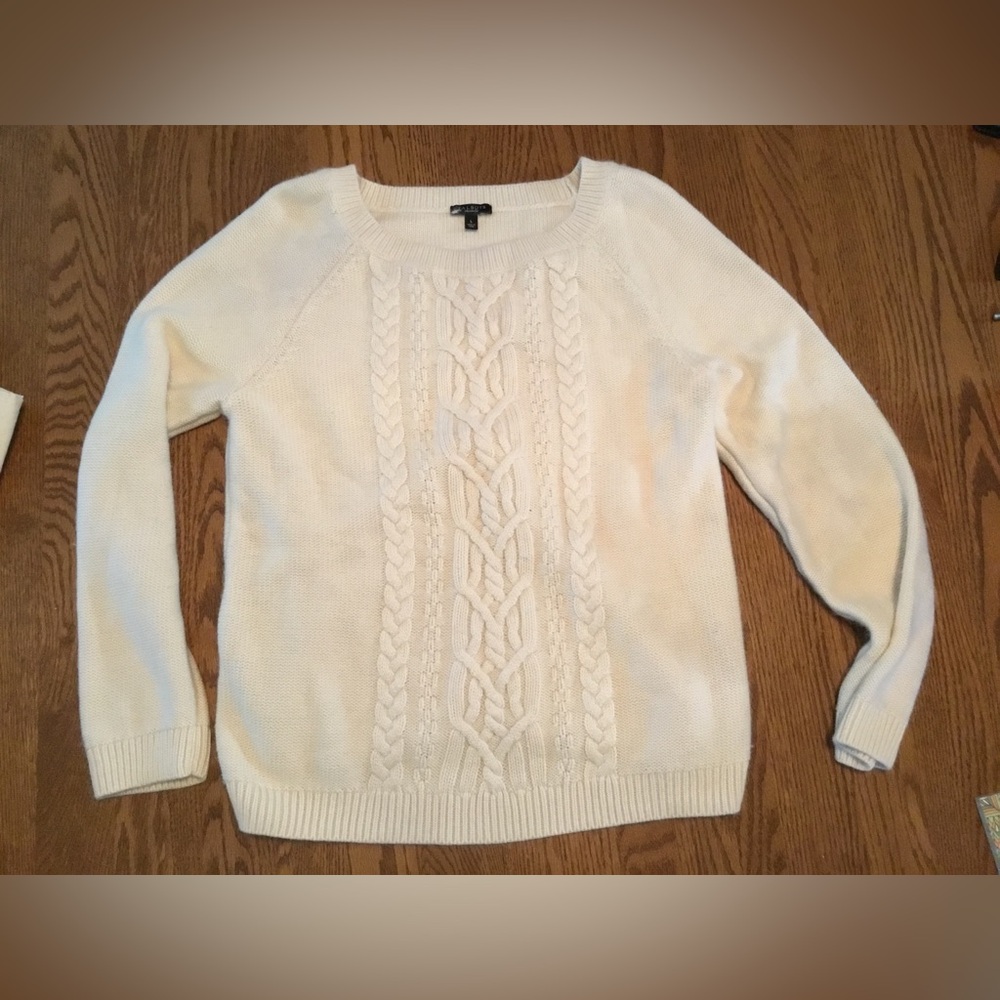 Talbots Cream Cable-Knit Sweater - Women's L Cotton/Poly/Angora